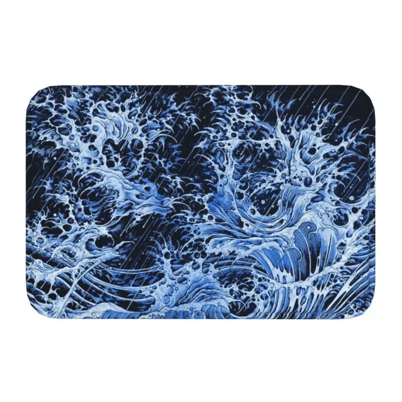 

Splash Of Blue Front Floor Door Entrance Mat Outdoor Wave Kitchen Bath Doormat Balcony Carpet Rug