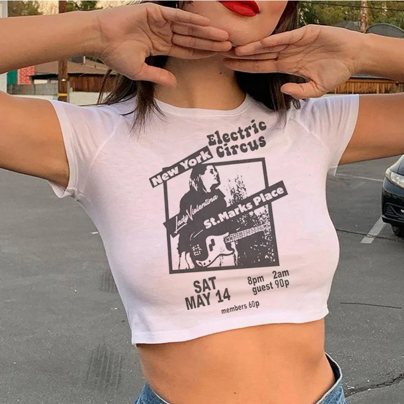 

Электрический цирк, Нью-Йорк, леди виолентина, St.Marks cyber y2k уличная одежда с графическим принтом, кроп-топ для девушек, корейская мода yk2, хиппи-...