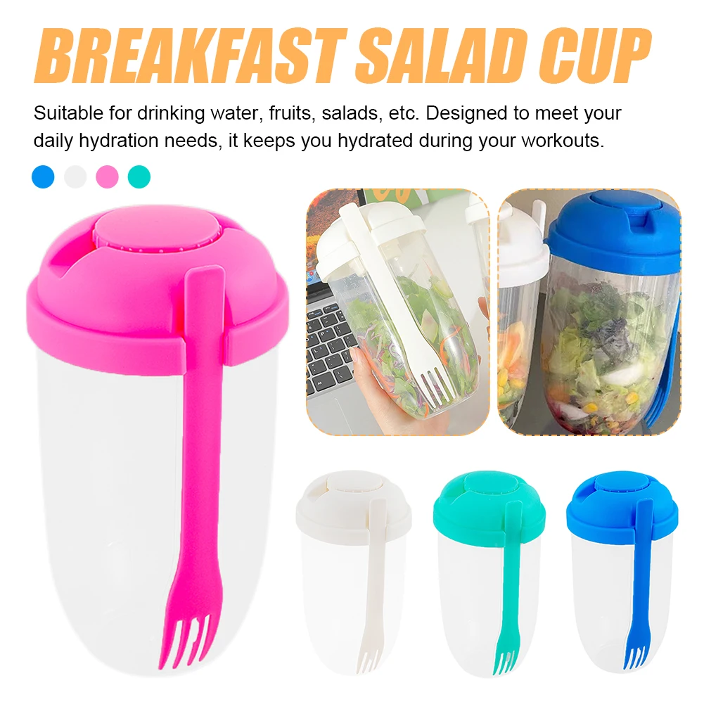 

1000ML Salad Meal Shaker Cup Portable Bottle Salad Container Lunch Salad Bento Box With Fork And Sauce Cup Bottle Food