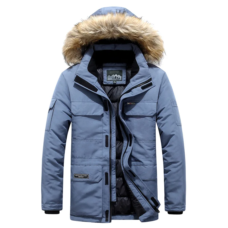 Winter Men Fur Hooded Parkas Casual Warm Thick Waterproof Jacket Coat Mens Cotton Multi-pocket Jackets Plus Size 6XL Outwear