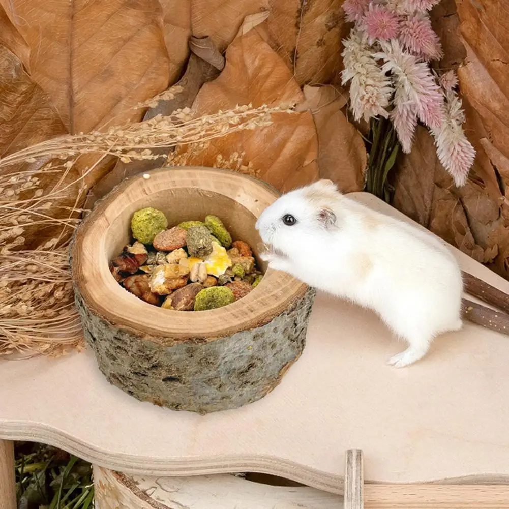

Деревянная миска для еды для хомяка, устойчивая к укусам тарелка для кормления питомцев, шлифовальные принадлежности для домашних животных...
