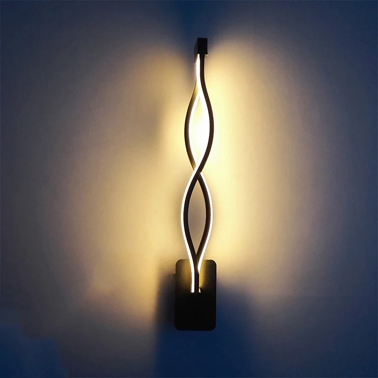 

Modern Minimalist Wall Lamps Living Room Bedroom Bedside Luster LED Indoor Black White Lamp Wave Wall Lamp Aisle Lighting Decor