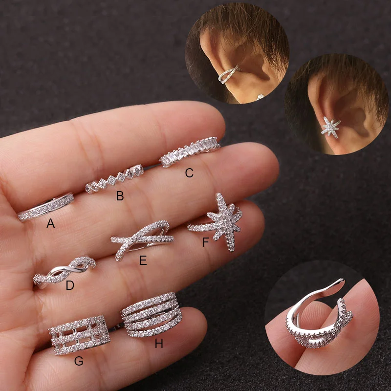 

1pc Helix Cartilage Conch Fake Piercing Jewelry Adjustable Cz Ear Cuff No Piercing Conch Cuff Earring