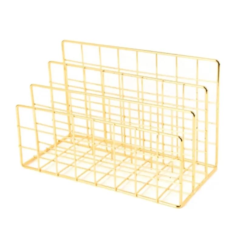 

2023 Wrought Iron Grid Desktop Letter File Holder Office Desk Organizer File Sorter storage holder