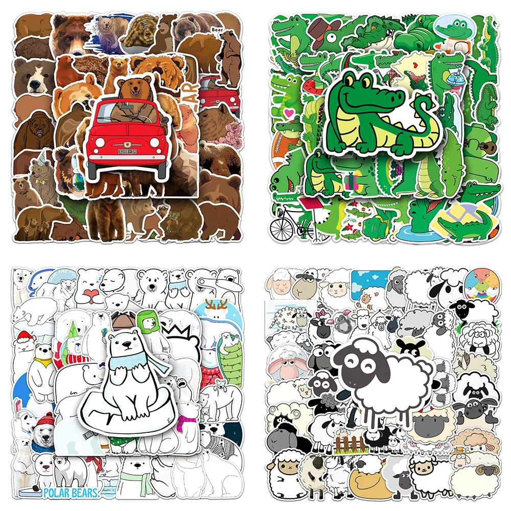 

50pcs Animals Zoo Stickers For Scrapbook Journal Stationery Laptop Kscraft DIY Bear Sheep Frog Sticker Scrapbooking Supplies