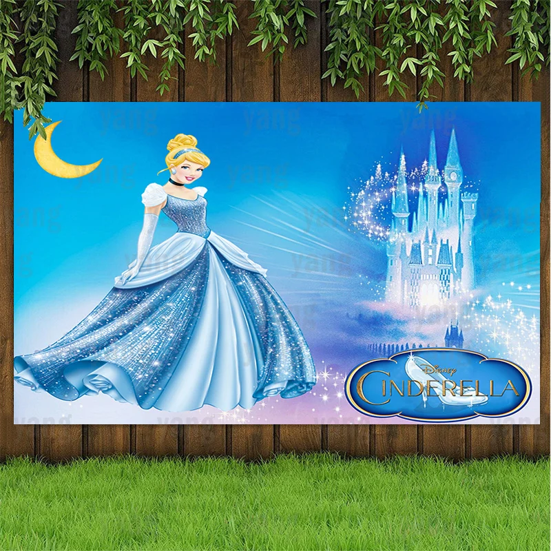 

Disney Princess Cinderella Castle Fairy Godmother Backdrop Girls Birthday Party Decor Custom Background Banner Baby Shower