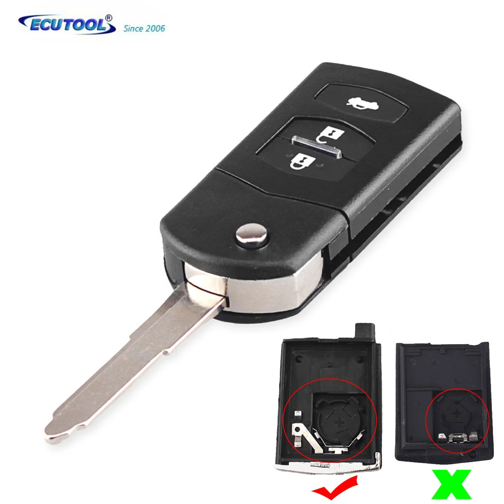 

10 X Folding Car Key Shell For MAZDA 2 3 5 6 RX8 MX5 Flip Remote Key Black Fob Case Cover 3 Buttons Key Car-Styling