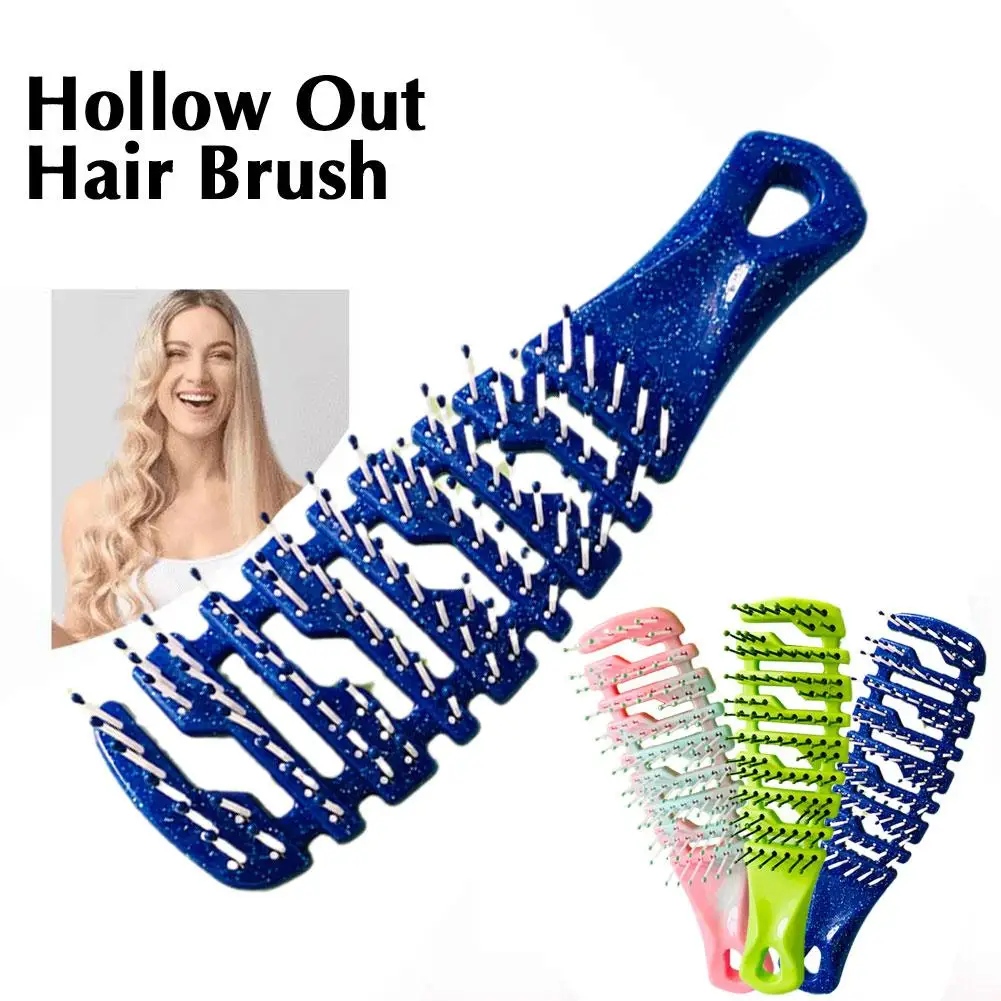 

New Gradient Hollow Out Hair Brush Scalp Massage Comb Detangler Styling Wet Hair Curly Fast Drying Tool Dry Blow Hair Detan P2R2