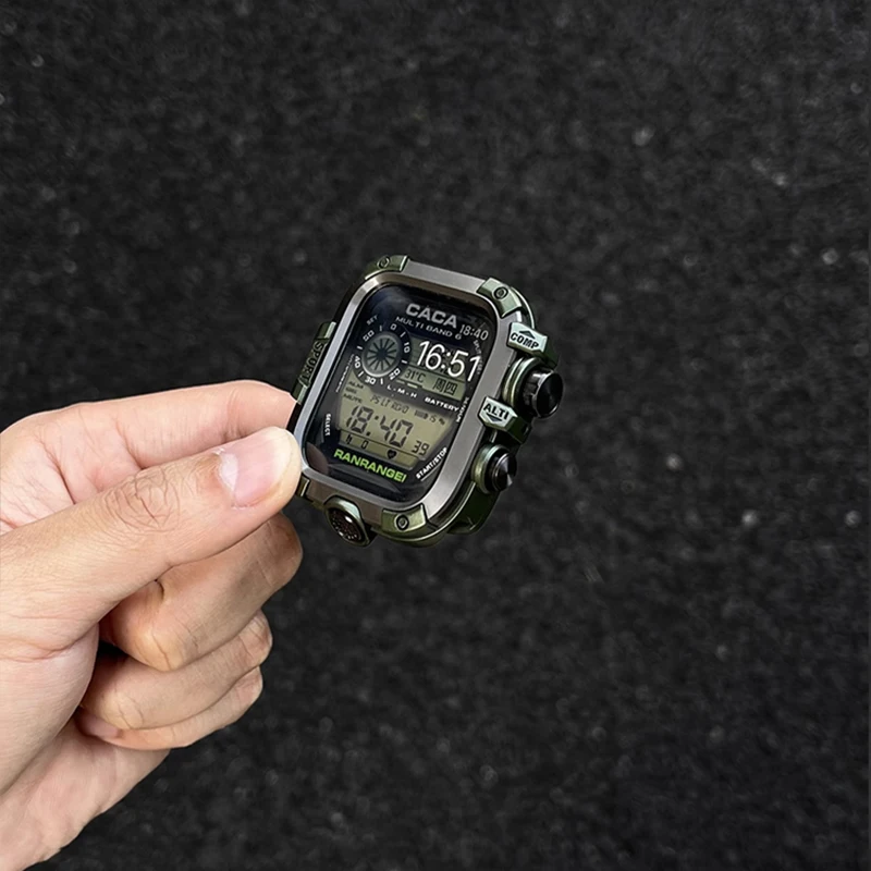 Фото Бронированный металлический корпус + ремешок для Apple Watch Ultra 10 9 8 7 6 5 4 HD Стекло Водонепроницаемый защитный чехол для iWatch 44 мм 45 мм 46 мм 49 мм №5