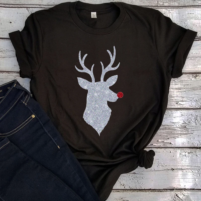 

Рождественская футболка с оленем, Рождественская Женская одежда, Готическая Рождественская футболка в стиле Харадзюку, женская одежда, мил...