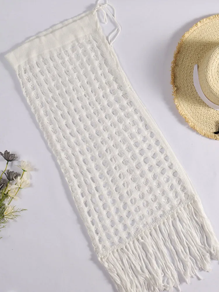 Сетчатая юбка с кисточками Женская Сексуальная Пляжная накидка вырезами летний