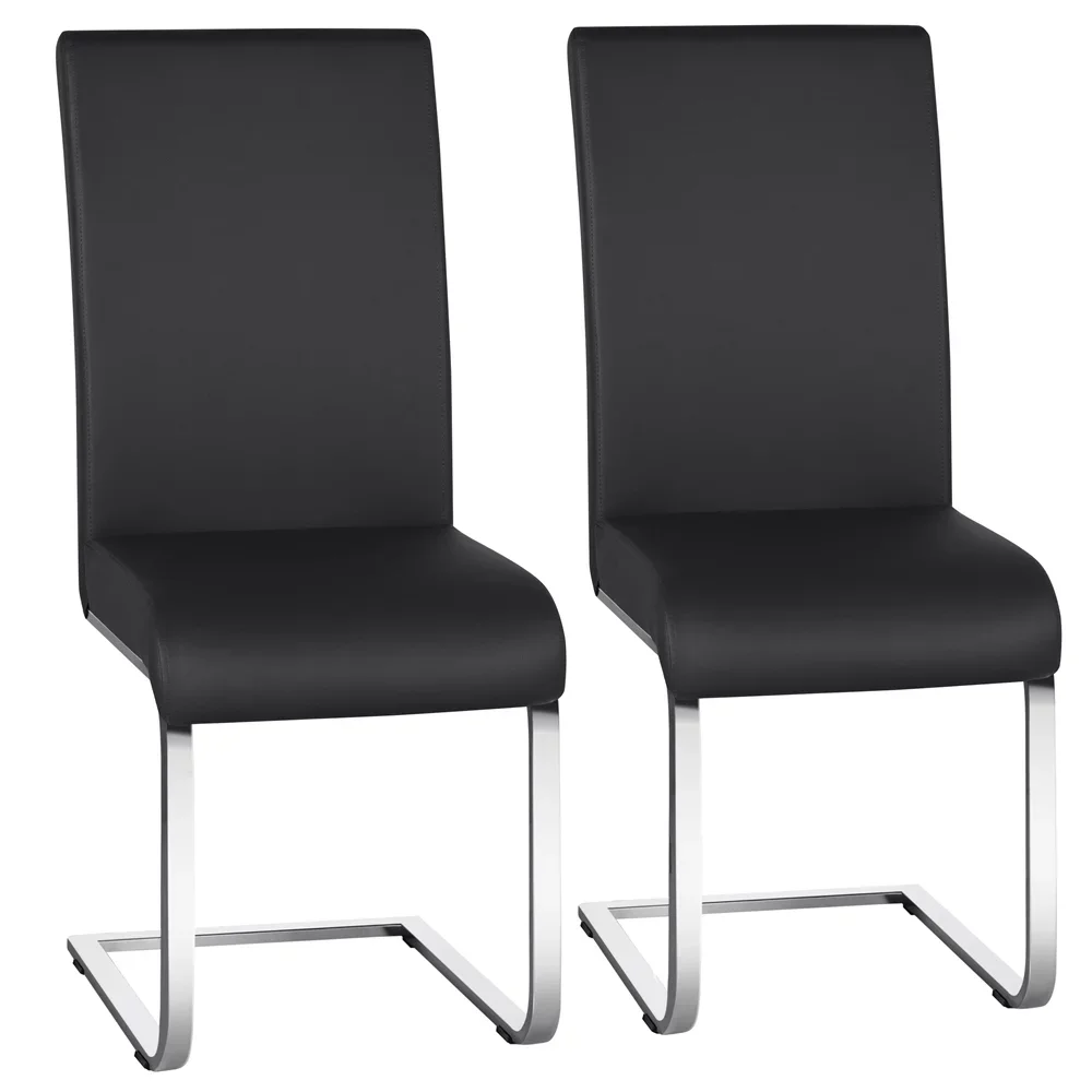 

2PCS Modern PU Leather High-back Dining Chairs for Kitchen, Black