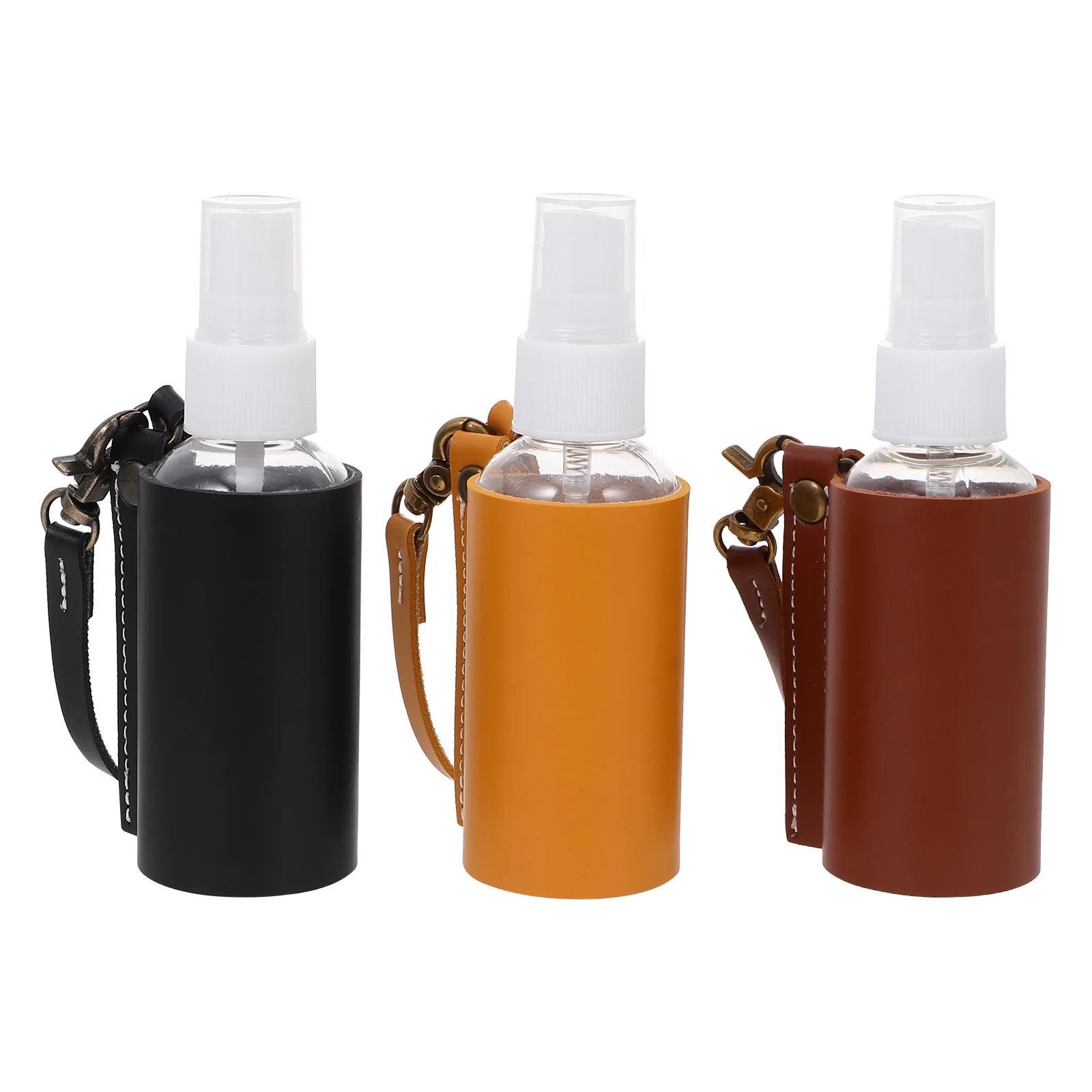 

3 Pcs Plastic Container Lid Spray Bottle Skin Keychain PU Holder Leakproof Bottles Cover Perfume Travel