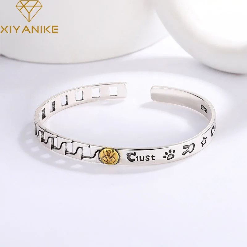 

XIYANIKE Cute Cartoon Rabbit Doodle Cuff Bracelet For Women Girl Sweet Fashion New Jewelry Party Friend Gift pulseras mujer