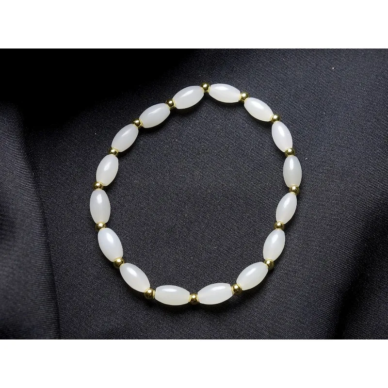 Натуральный белый нефритовый браслет Hetian Модный Универсальный Мужской и женский