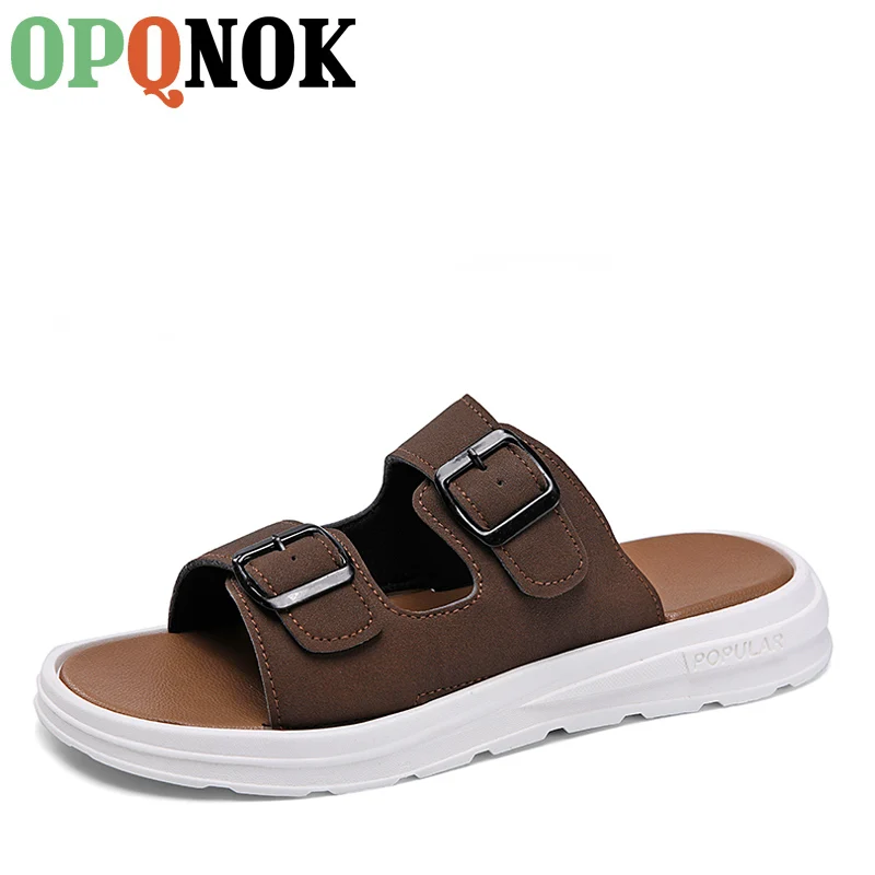 

OPQNOK Fashion Slippers 2023 New Summer High Quality Slippers Men Shoes Lightweight Soft Beach Sandals Casual Men's Flip Flops