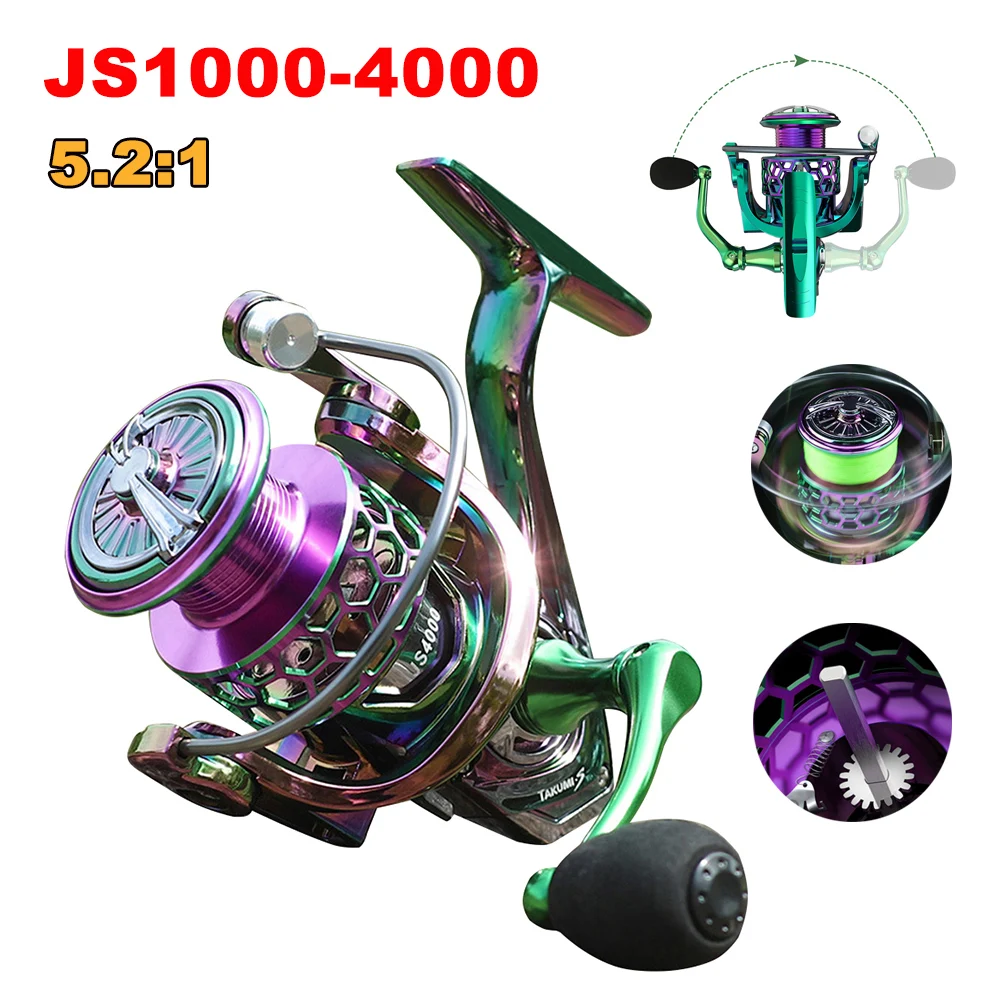 

Fishing Reel JS1000-4000 Spinning Reel 10KG Max Drag 3+1BB 5.2:1 Metal Spool Fishing Accessories Saltwater Fishing Reel Tackle