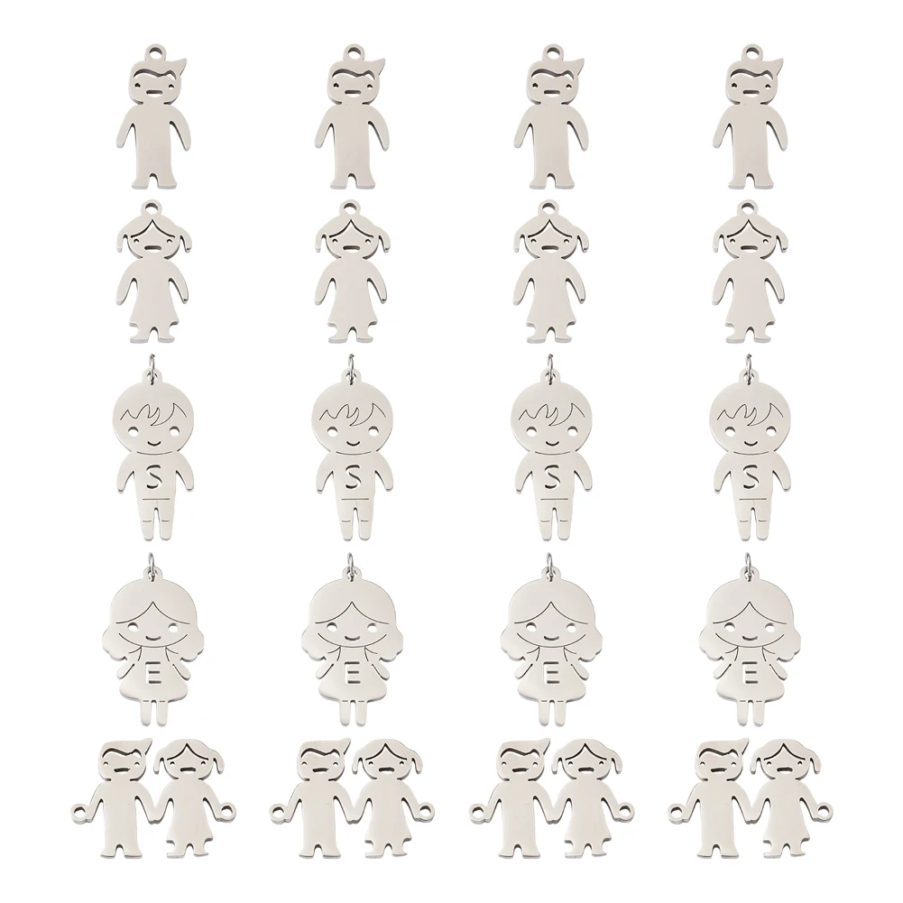 

20Pcs Stainless Steel Human Girl Boy Family Charms Pendants Connectors For Earring Bracelet Necklace DIY Jewelry Making Findings
