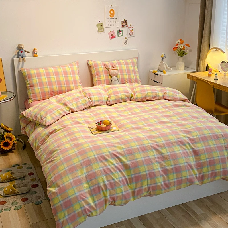 Пододеяльник в Корейском стиле из хлопка с розовыми полосками размеры 150x20 0