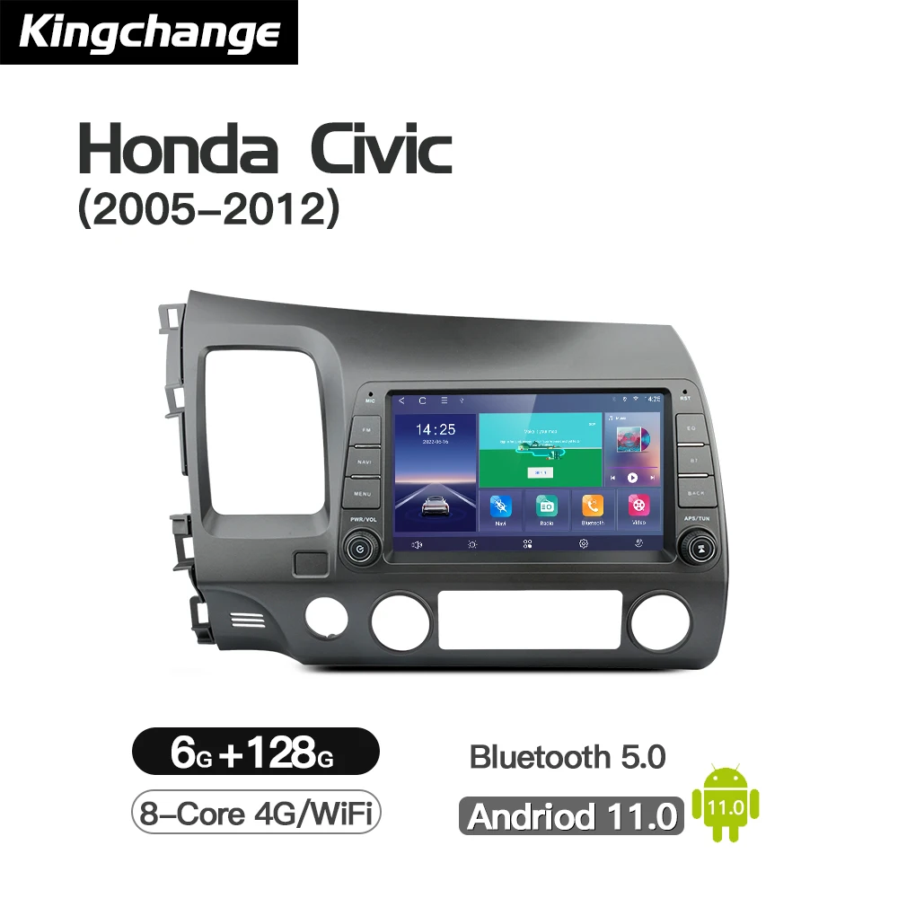 Автомагнитола Kingchange для Honda Civic 8 FK FN FD 2005-2012 мультимедийный проигрыватель на Android с