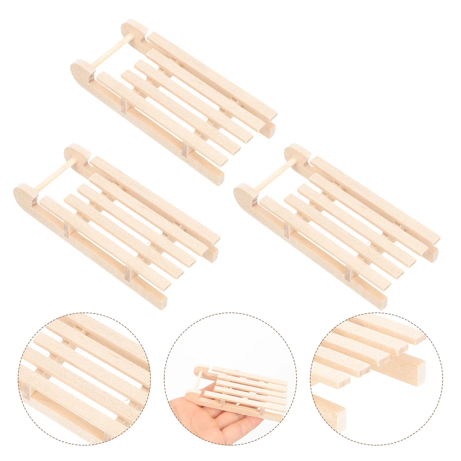 

Sleigh Wood Christmas Ornament Sled Miniature Wooden Mini Unfinisheddecor Hanging Model Sleighs Decorations Home Tree Wall