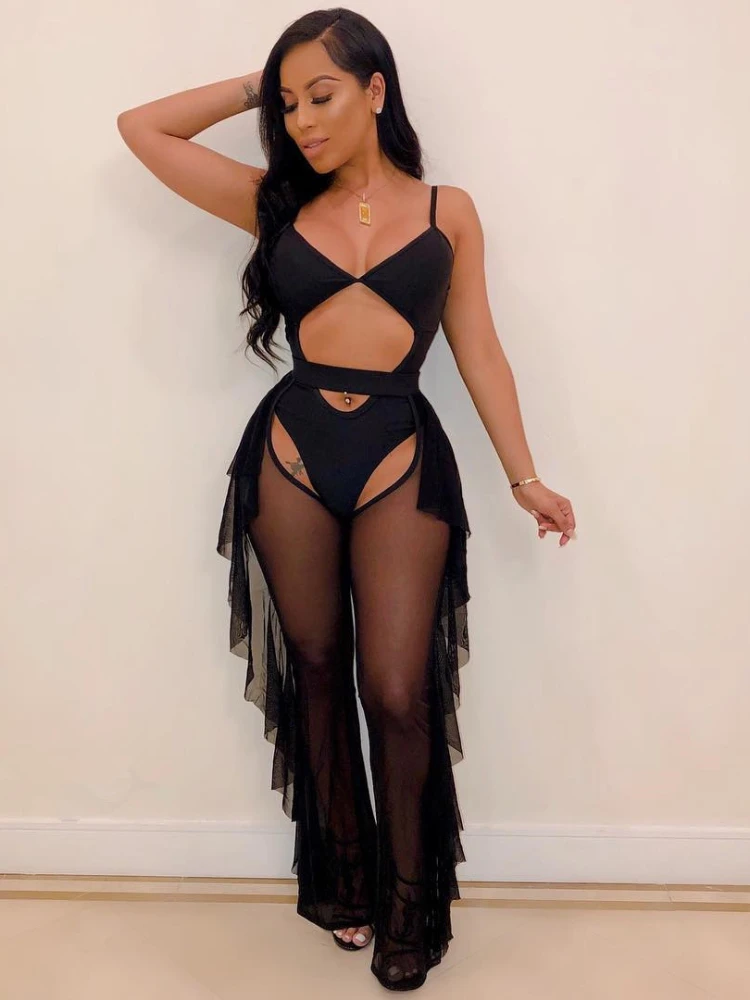 

Накидка на бикини Женская с высокой талией, сетчатая прозрачная накидка с оборками, пикантные пляжные брюки, накидка для купальника, весна-лето 2023