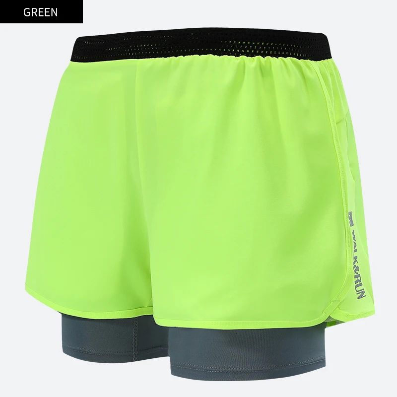 Running Shorts Men Fitness Gym Training Sportswear Double-deck Male Breathable Workout Jogging Cycling Marathon Quick Dry S-4XL