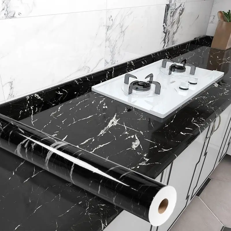 

80CMMarble Desktop Waterproof Sticker Vinyl Self Adhesive Removable Wallpaper for Kitchen Peel and Stick Home Decor Wall Sticker