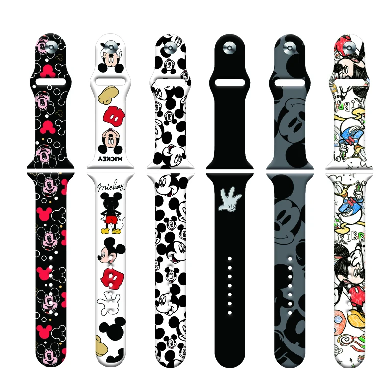 

2022 Disney Mickey Minnie Silicone Strap For Apple Watch Band 41mm 45mm 44mm 42mm 40mm 38mm Bracelet For iWatch SE 7 6 5 4 3 2 1
