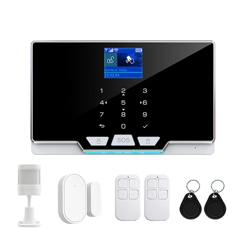 

GSM Home Security Burglar Smart Alarm Tuya Smart App One-Key Distribution Network Dual Network Alarm