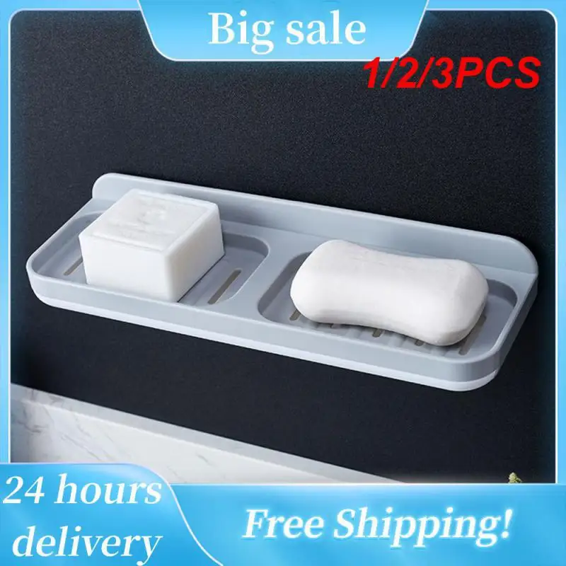 

1/2/3PCS Portable Soap Boxes comfortable No Punching Anti Skid Drain Quickly Drain Design Bathroom Accessories