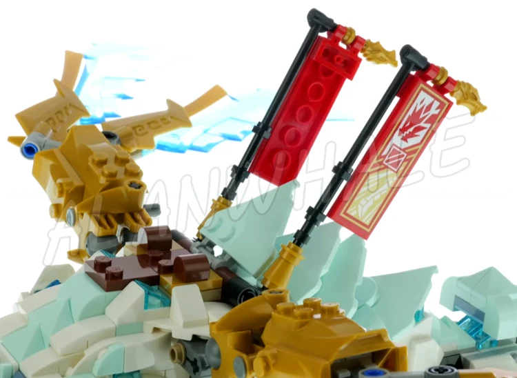 1020 шт. Shinobi Zane Ice Dragon Creature Храм Скелет Воин Золотые лезвия 11158 Строительные блоки