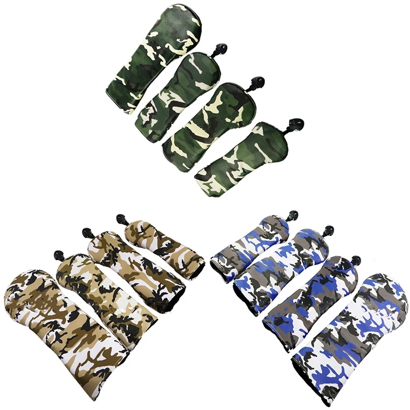 

4 Pieces Interchangeable Adjustable Wear Resistant Golf Club Head Covers 1 3 5 UT Club Cover For Golf Love