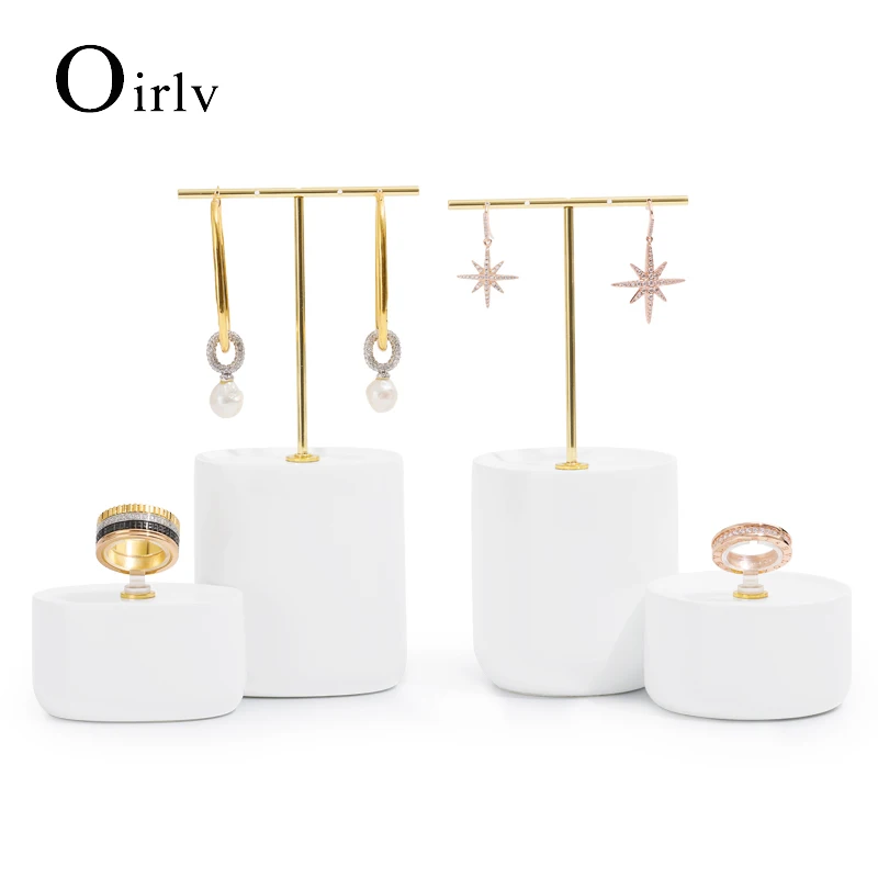 Oirlv белая Смола серьги кольцо Дисплей стенд с металлической детской стойкой