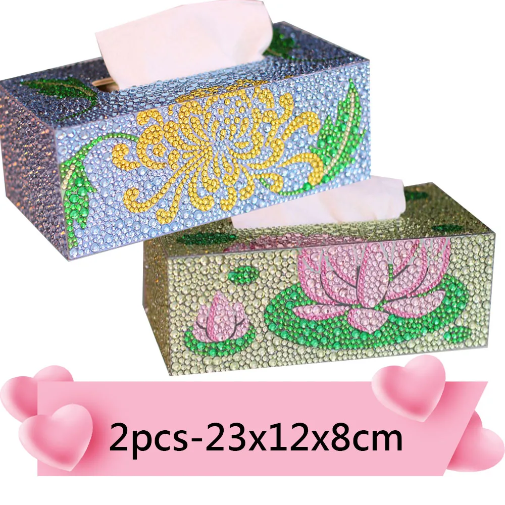 

2pcs/Set 3D DIY Diamond Painting Tissue box Special Shaped Drills Handmade Art wooden Tissue Box Children's DIY Home Decor Gift