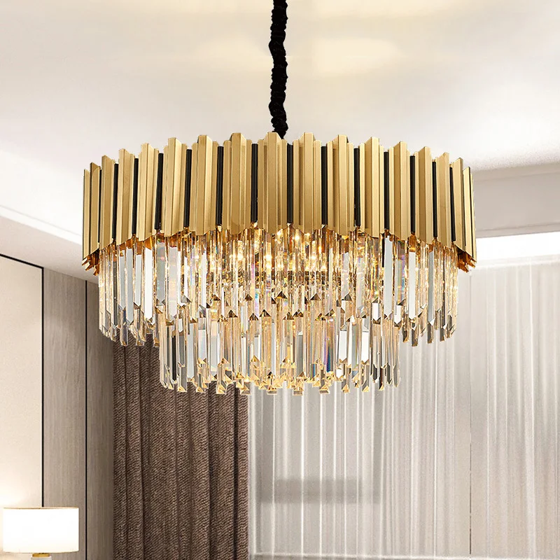 

Postmodern Luxury Double-Layer Crystal Chandelier Led Living Room Decor Hanging Lamps For Ceiling Indoor Lighting Home