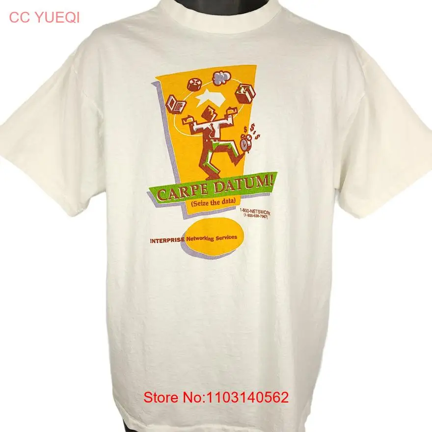 Винтажная футболка Carpe Datum Tech мужской размер большой 90-х вычислительная сеть США