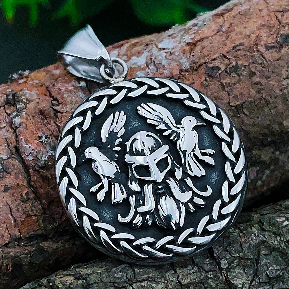 

Norse Viking Odin Pendant Necklace Stainless Steel Men Viking Raven Necklace Chain Scandinavia Vienna Amulet Jewelry Wholesale