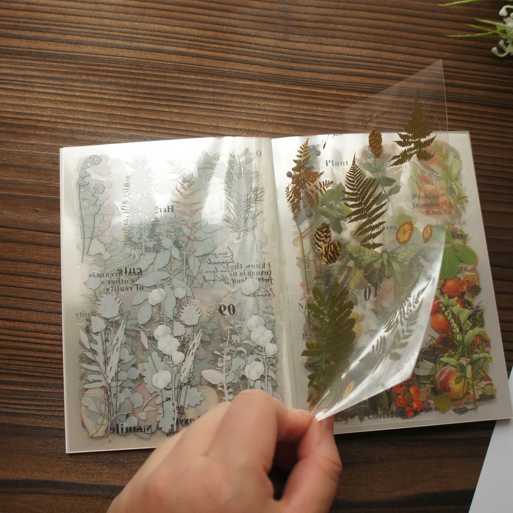 

20 Sheet (1 book) Illustration of Forest Sea Animals and Plants Style Transparent Sticker Scrapbooking DIY Gift Decoration Tag