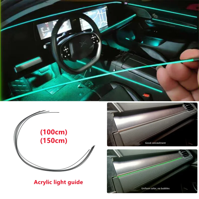 

Acrylic Optic Fiber Lights RGB Ambient Light Sound Control With 12V Cigarette Lighter Auto Interior Decorative Atmosphere Lamp