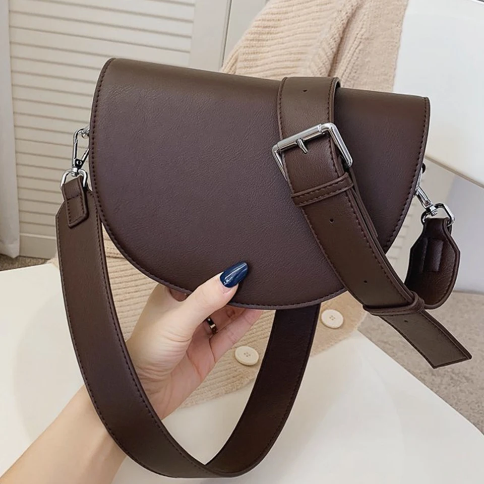 Women's Niche Design Retro Bag Retro Solid Color Saddle Bag  High Quality Leather Shoulder Bags  for Women  2023New  Crossbody