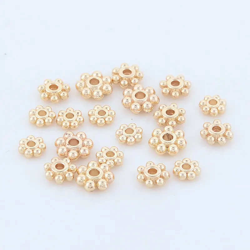 Латунные снежинки, плоские бусины для браслетов, 4 мм, 5 мм, 6 мм