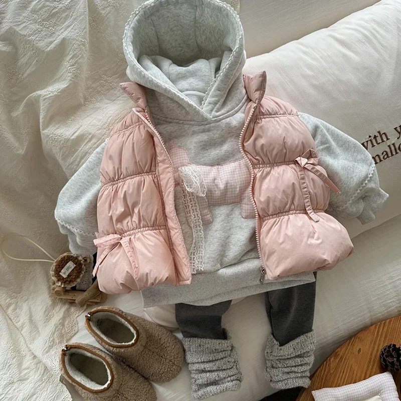 Толстовка с капюшоном для девочек 2024 зимняя новая детская одежда корейский стиль