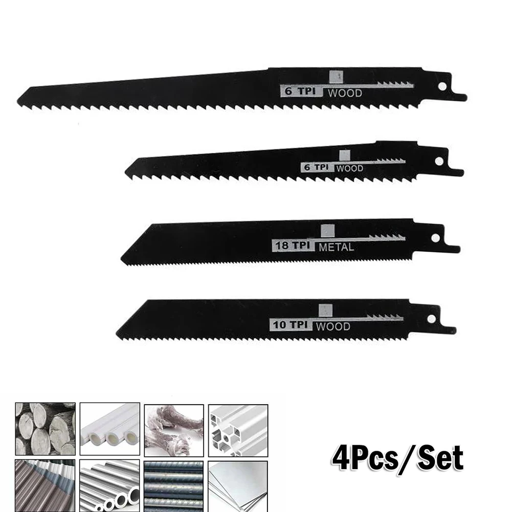

4Pcs 150/200mm Reciprocating Saw Blades Jigsaw Blades HCS 18TPI 10TPI 6TPI For Metal Wood Board Plastic Cutting