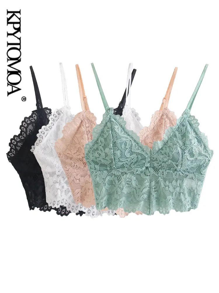 

KPYTOMOA женский сексуальный Модный с кружевом укороченный топ винтажный с открытой спиной Тонкие Бретельки женский Camis Mujer