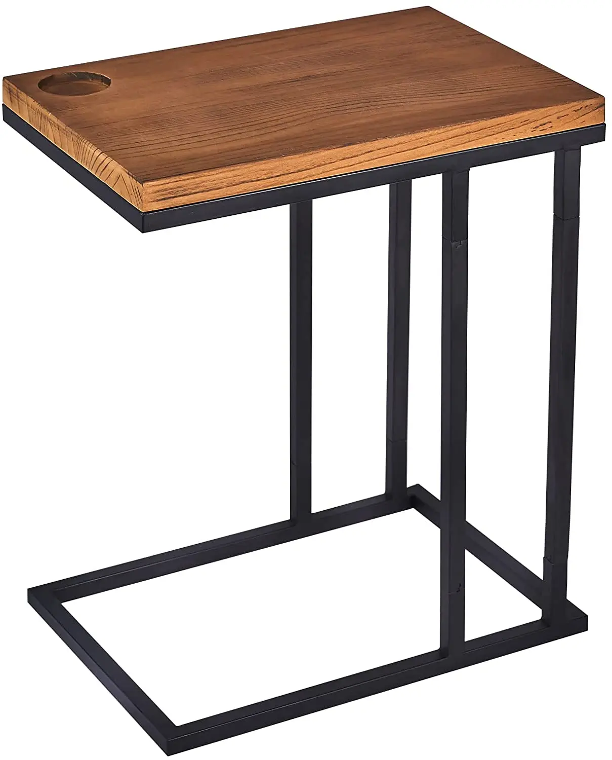 Sofa Side End Table C Shaped Table for Coffee Snack Laptop Industrial Side Table Beside Bed Portable Workstation Metal Frame