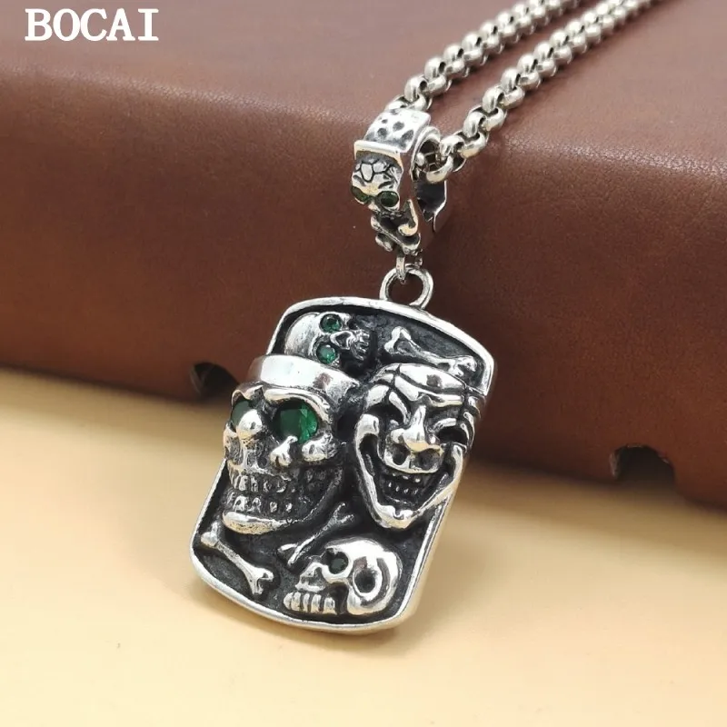 BOCAI Новый S925 Стерлинговое Серебро винтажный панк Модный Универсальный крест