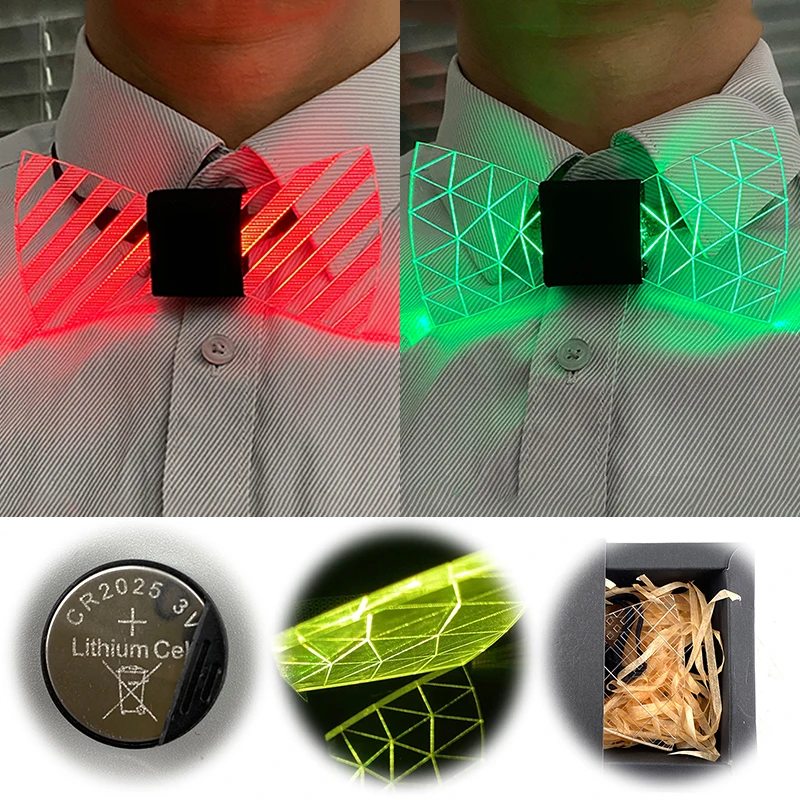 

Hot Fashion LED Glowing Tie Luminous LED Bow Tie LED Light Up Decoration Bar Club Stage Props Flashing Men Bow Tie Novelty Gift