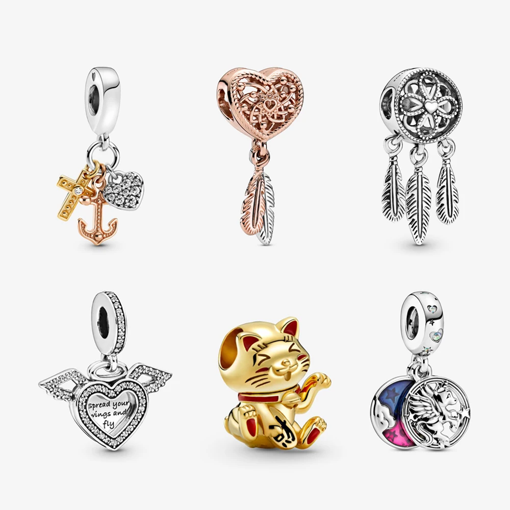

Original 925 Sterling Silver Charms Beads Zodiac Dreamcatcher Charm Rose Gold Fit Bracelets Diy Jewelry For Women