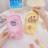 korean ins wind creative bag pencil bags girl heart multi purpose large capacity canvas cute super pencil case stationery